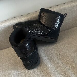 UGG Kids Black Sequin Mini Booties